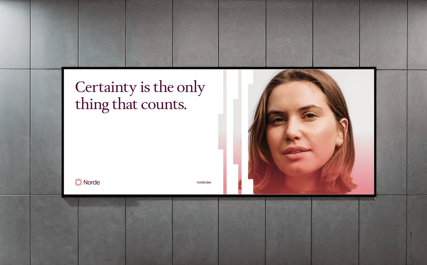 Norde certainty billboard with a portrait